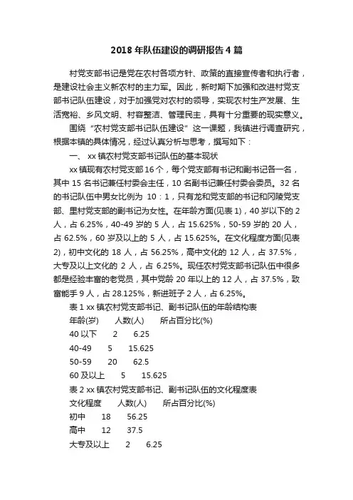 2018年队伍建设的调研报告4篇
