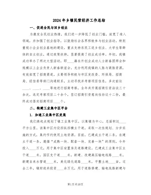 2024年乡镇民营经济工作总结(四篇)