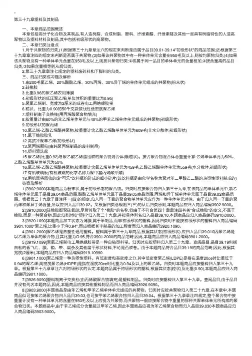 报关员考试第七类第39章商品归类习题