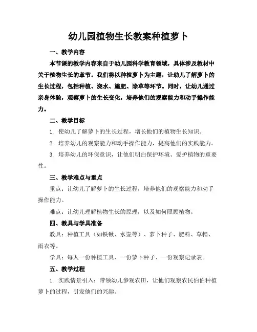 幼儿园植物生长教案种植萝卜