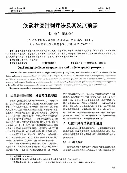 浅谈壮医针刺疗法及其发展前景