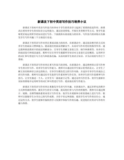 新课改下初中英语写作技巧培养小议