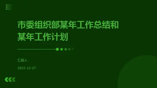 市委组织部某年工作总结和某年工作计划