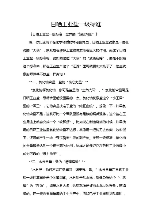 日晒工业盐一级标准