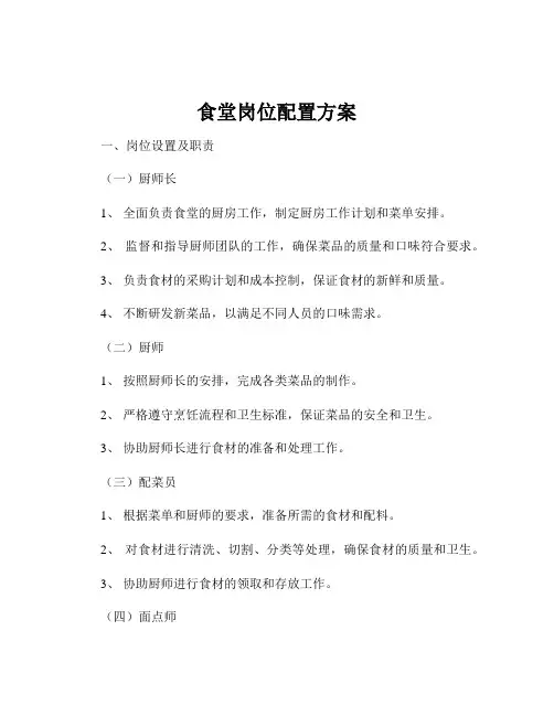 食堂岗位配置方案