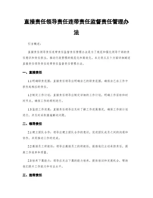 直接责任领导责任连带责任监督责任管理办法