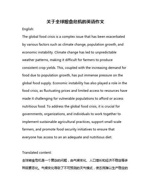关于全球粮食危机的英语作文