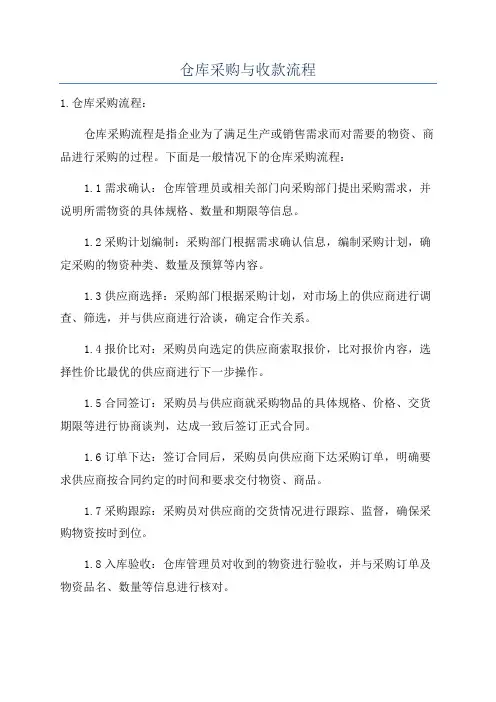仓库采购与收款流程