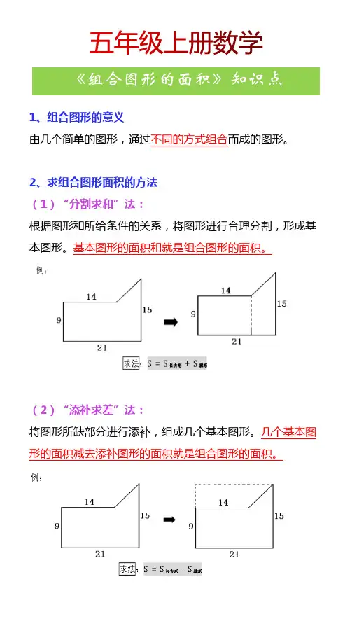 五年级上册数学《组合图形的面积》知识点
