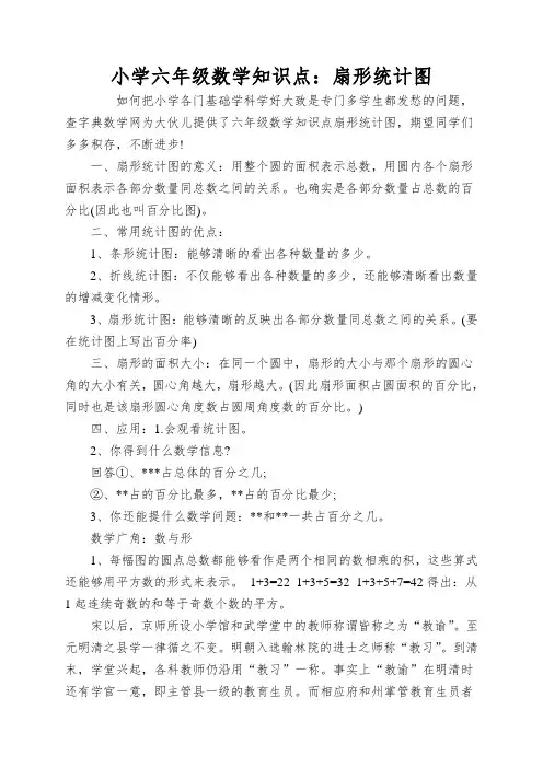 小学六年级数学知识点：扇形统计图