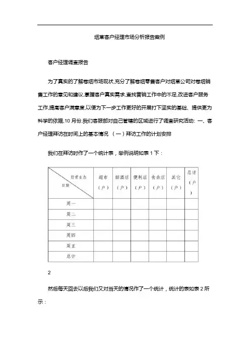 烟草客户经理市场分析报告案例
