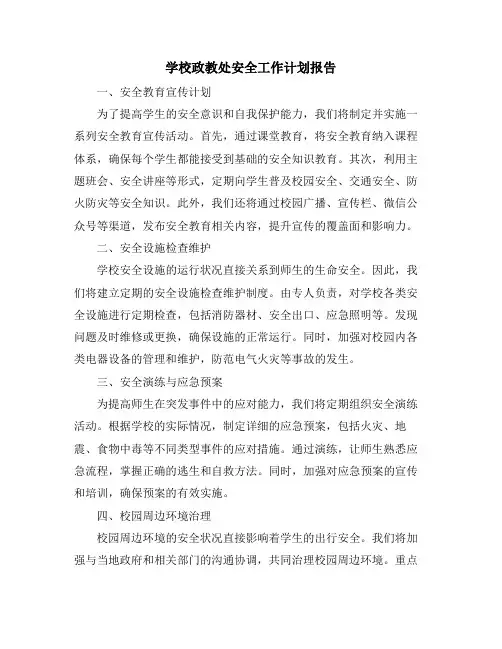 学校政教处安全工作计划报告
