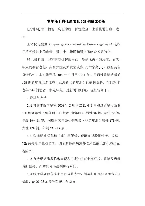 老年性上消化道出血168例临床分析