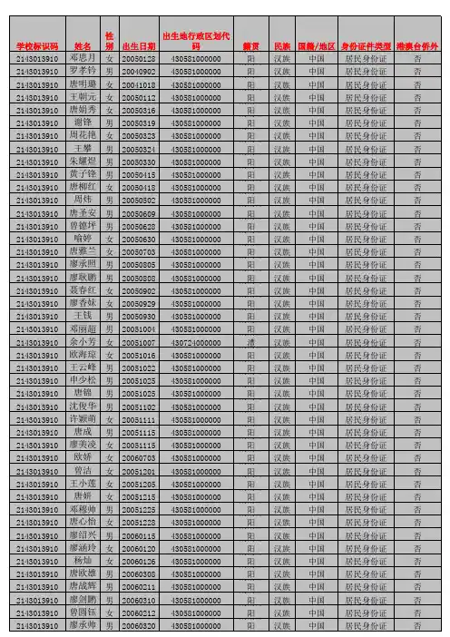 全国学籍管理系统学生信息导入模板