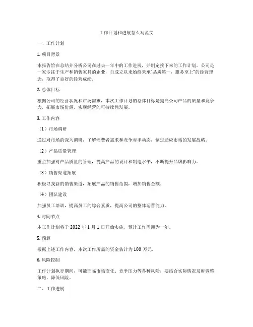 工作计划和进展怎么写范文
