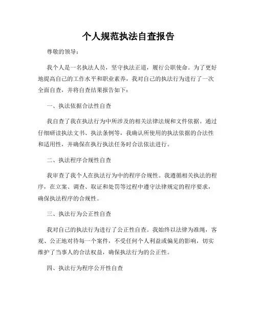 个人规范执法自查报告