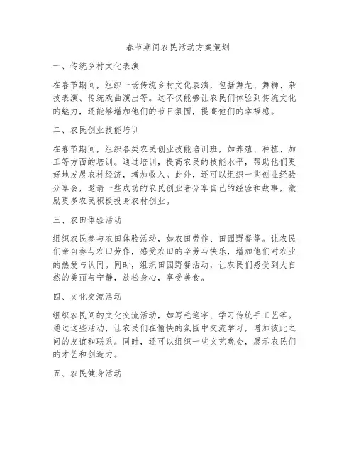 春节期间农民活动方案策划