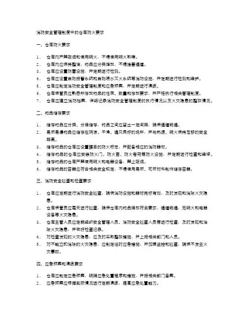 消防安全管理制度中的仓库防火要求