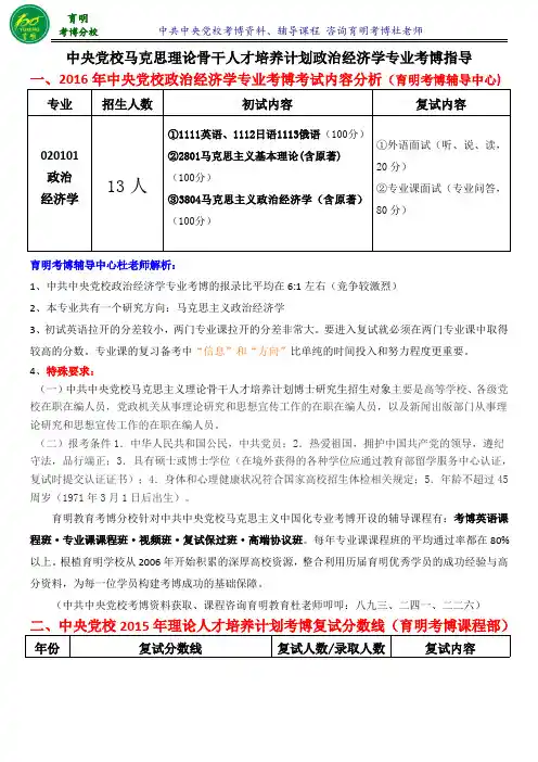 中央党校政治经济学考博复试分数线笔记经验分享考试目录-育明考博