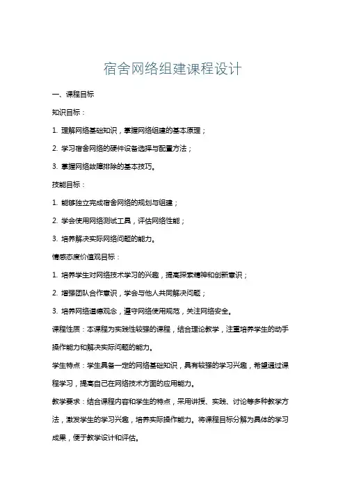 宿舍网络组建课程设计
