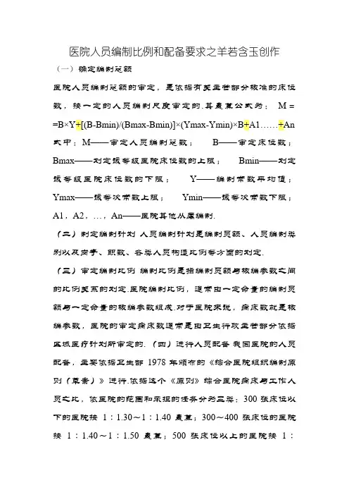 医院人员编制比例和配备要求