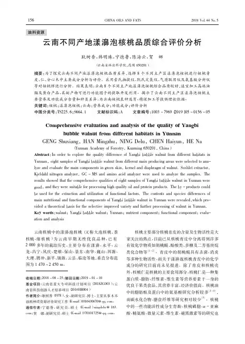 云南不同产地漾濞泡核桃品质综合评价分析