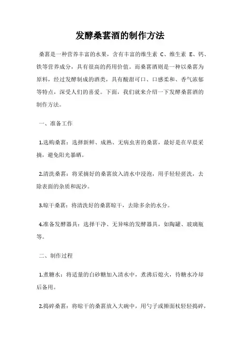 发酵桑葚酒的制作方法