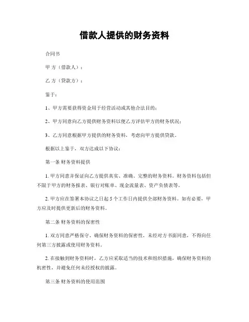 借款人提供的财务资料
