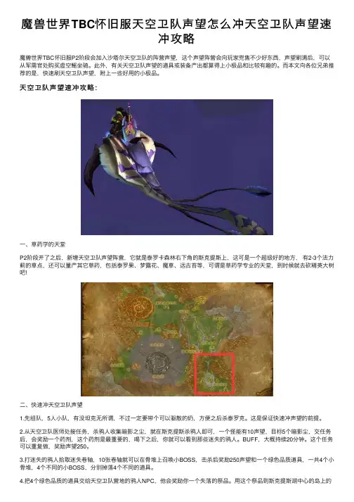 魔兽世界TBC怀旧服天空卫队声望怎么冲天空卫队声望速冲攻略