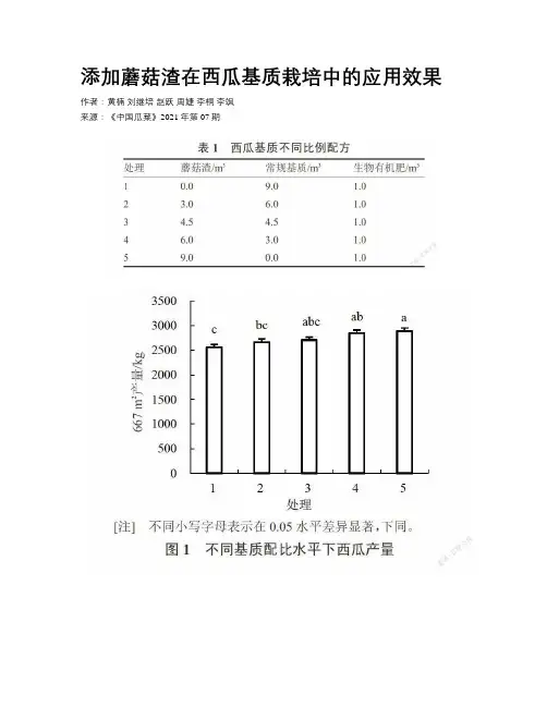 添加蘑菇渣在西瓜基质栽培中的应用效果