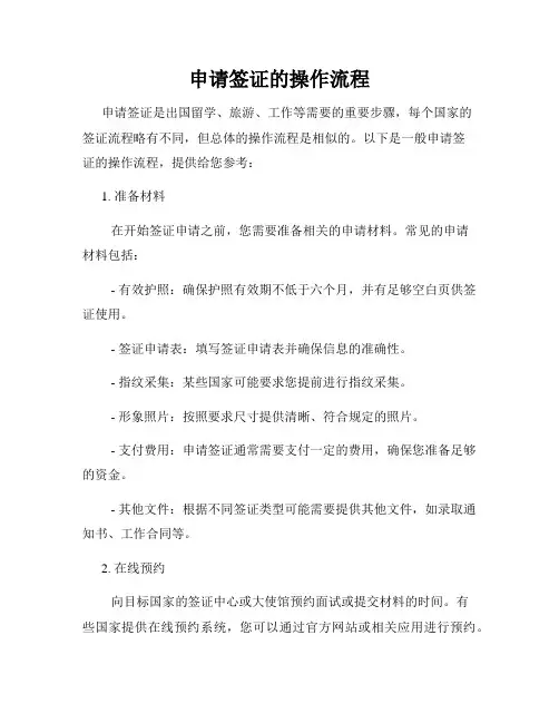 申请签证的操作流程