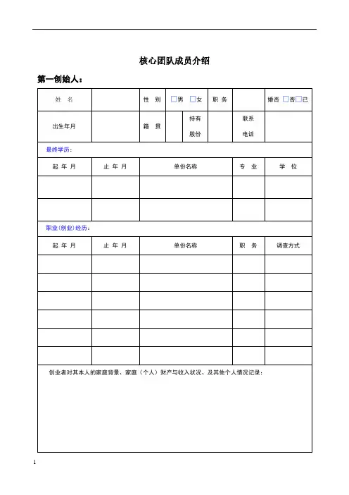 核心团队成员介绍