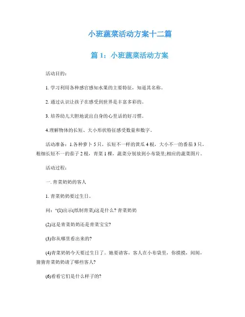 小班蔬菜活动方案十二篇