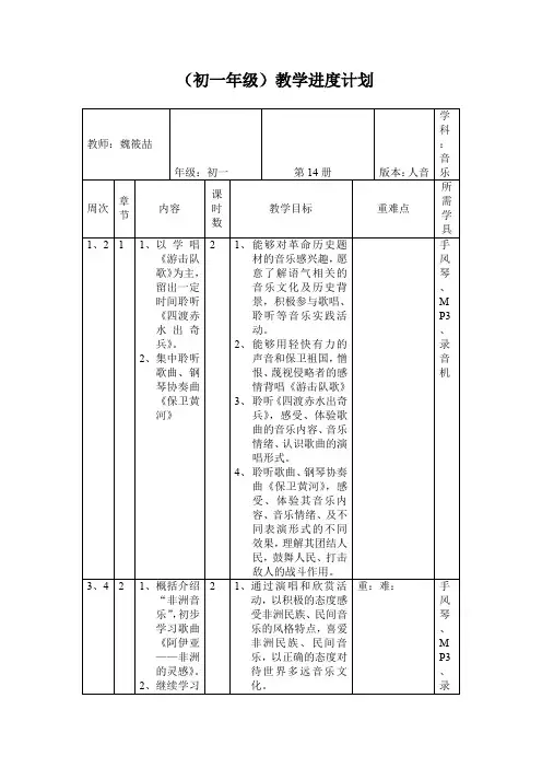 (七年级音乐教学进度)