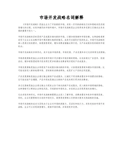 市场开发战略名词解释