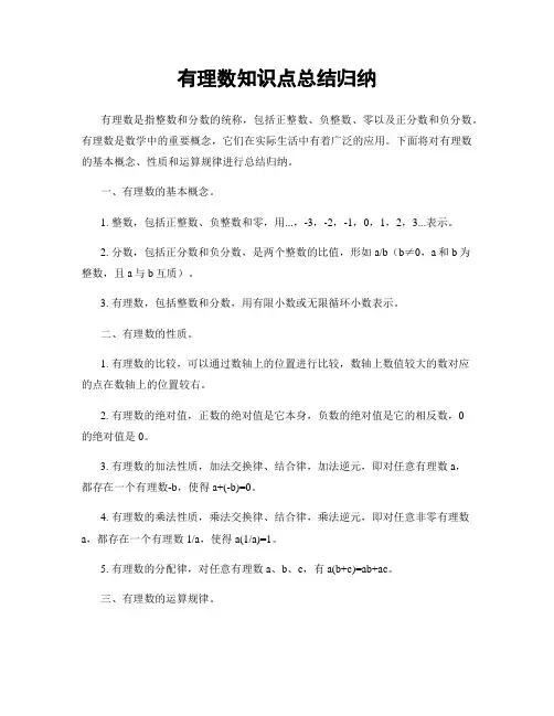 有理数知识点总结归纳