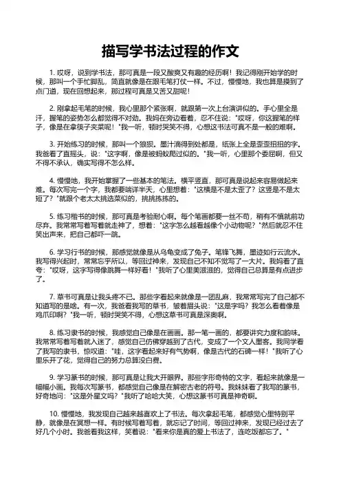 描写学书法过程的作文