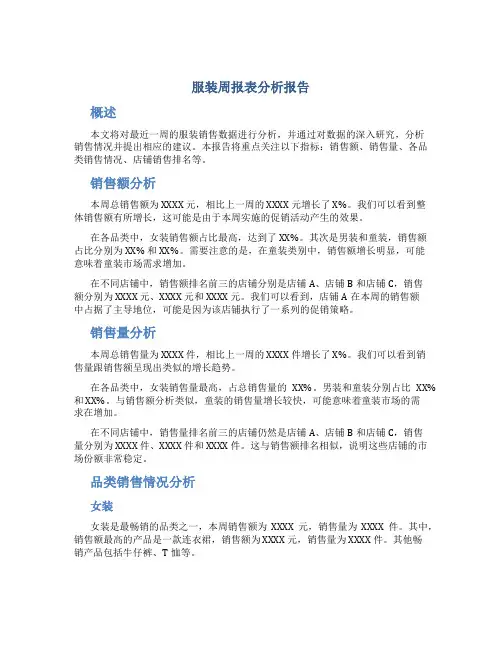 服装周报表分析报告
