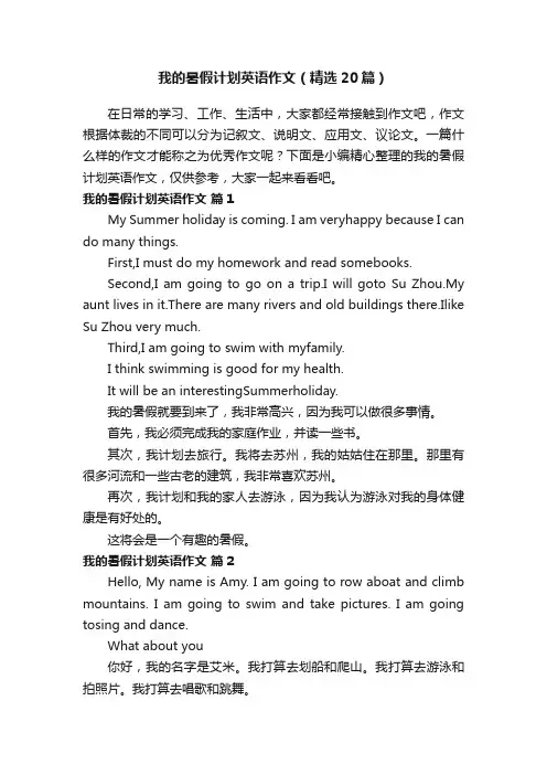 我的暑假计划英语作文（精选20篇）