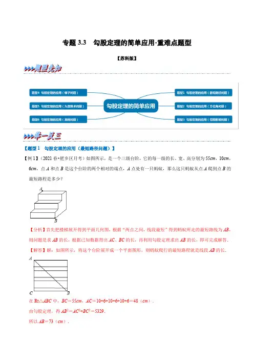 专题3-3 勾股定理的简单应用-重难点题型(举一反三)(苏科版)(解析版)