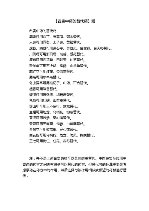 【名贵中药的替代药】精