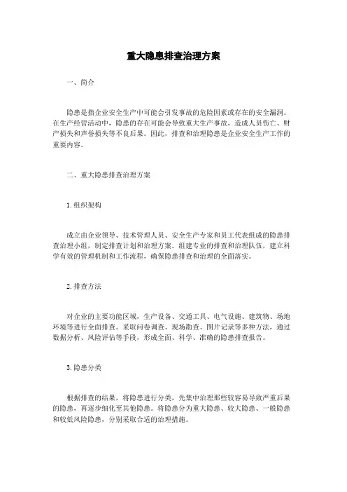 重大隐患排查治理方案