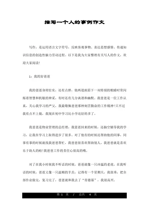 描写一个人的事例作文