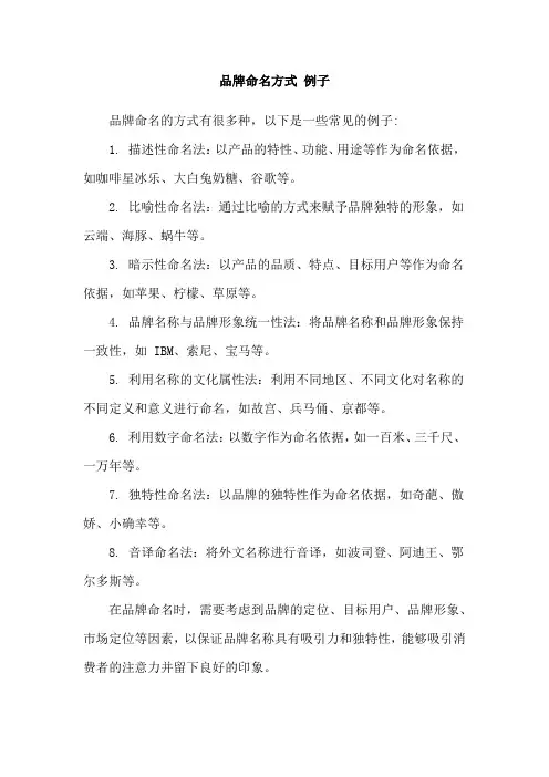 品牌命名方式 例子