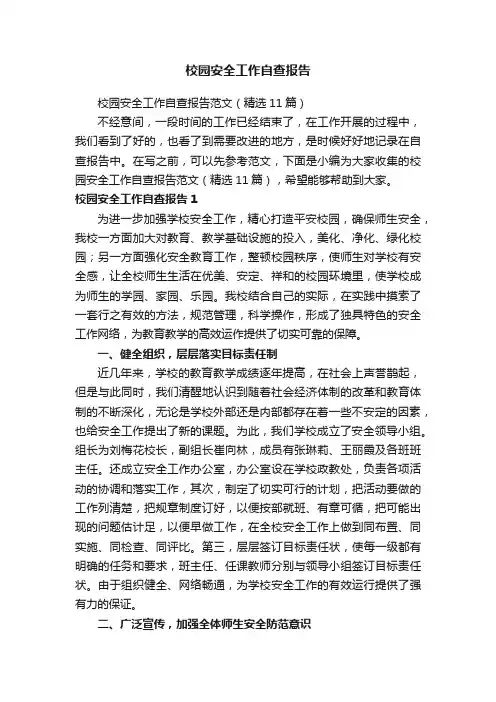校园安全工作自查报告