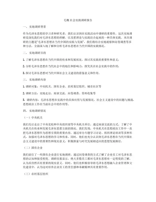 毛概 社会实践调研报告