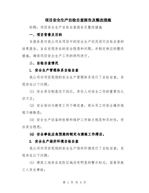 项目安全生产自检自查报告及整改措施