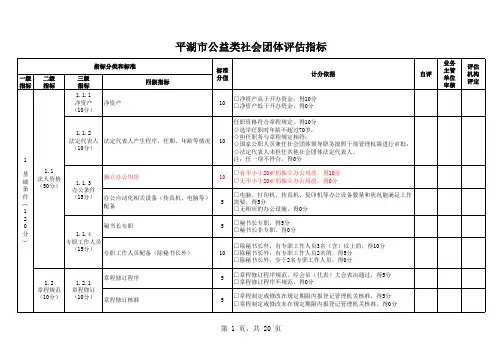 平湖市公益类社会团体评估指标