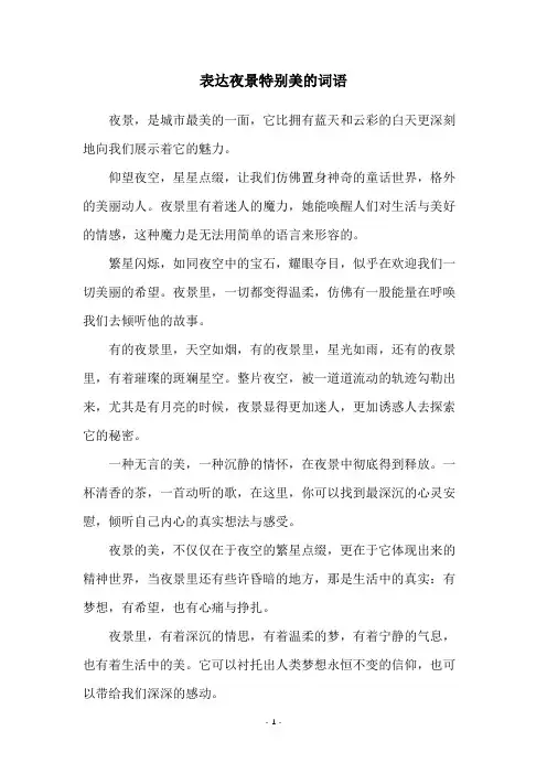 表达夜景特别美的词语
