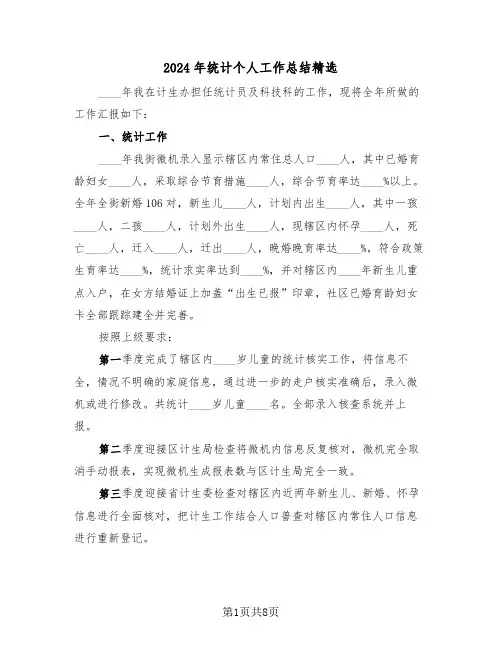 2024年统计个人工作总结精选(4篇)